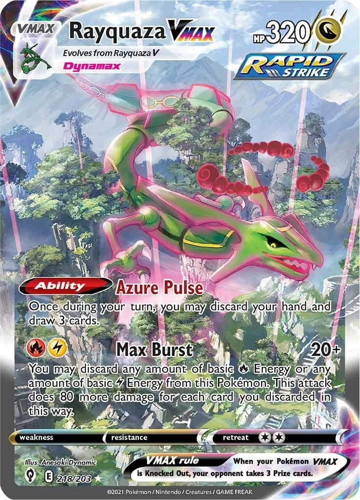 Pokemon USA, Inc. Rayquaza VMAX - 218/203 Secret Rare Evolving Skies