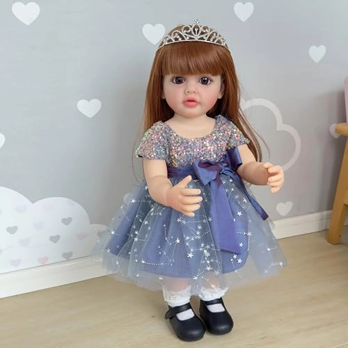 Ardol Reborn Baby Doll - 22 Inches Full Body Vinyl Long Hair Ages 3+