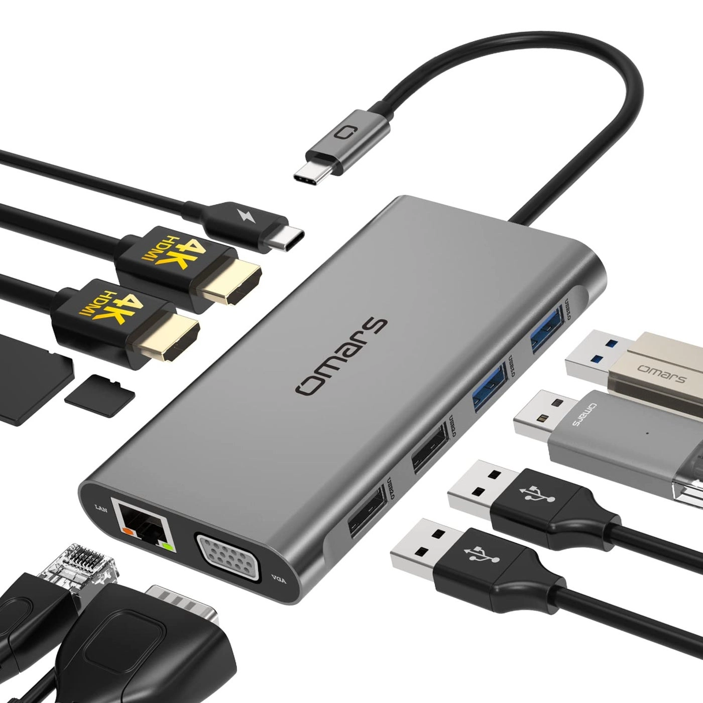 11 in 1 USB-C Docking Station - USB 3.0 4K@30Hz