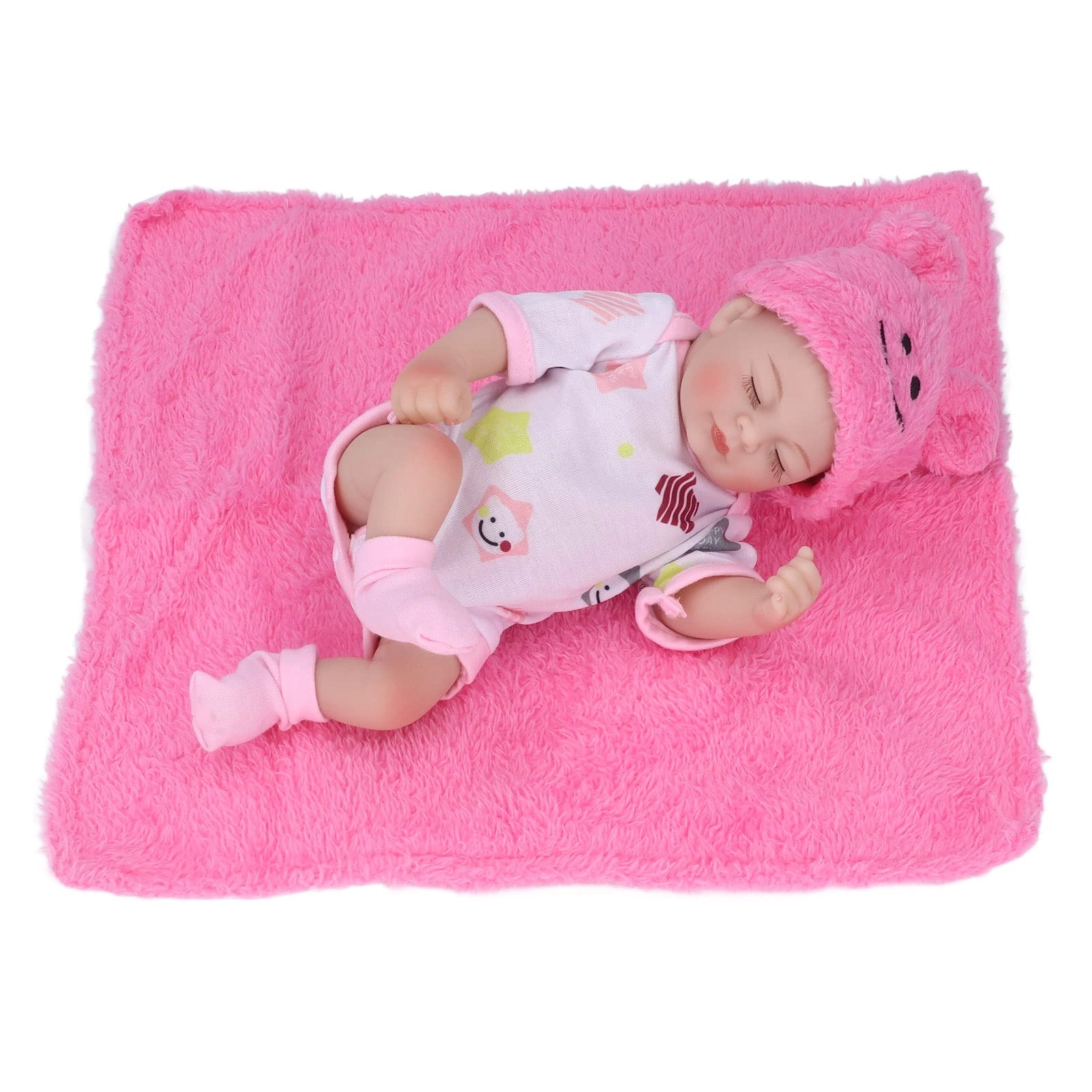 JDYHW Newborn Baby Doll - 10inch Silicone Girl Closed eyes Pink Ages 3+
