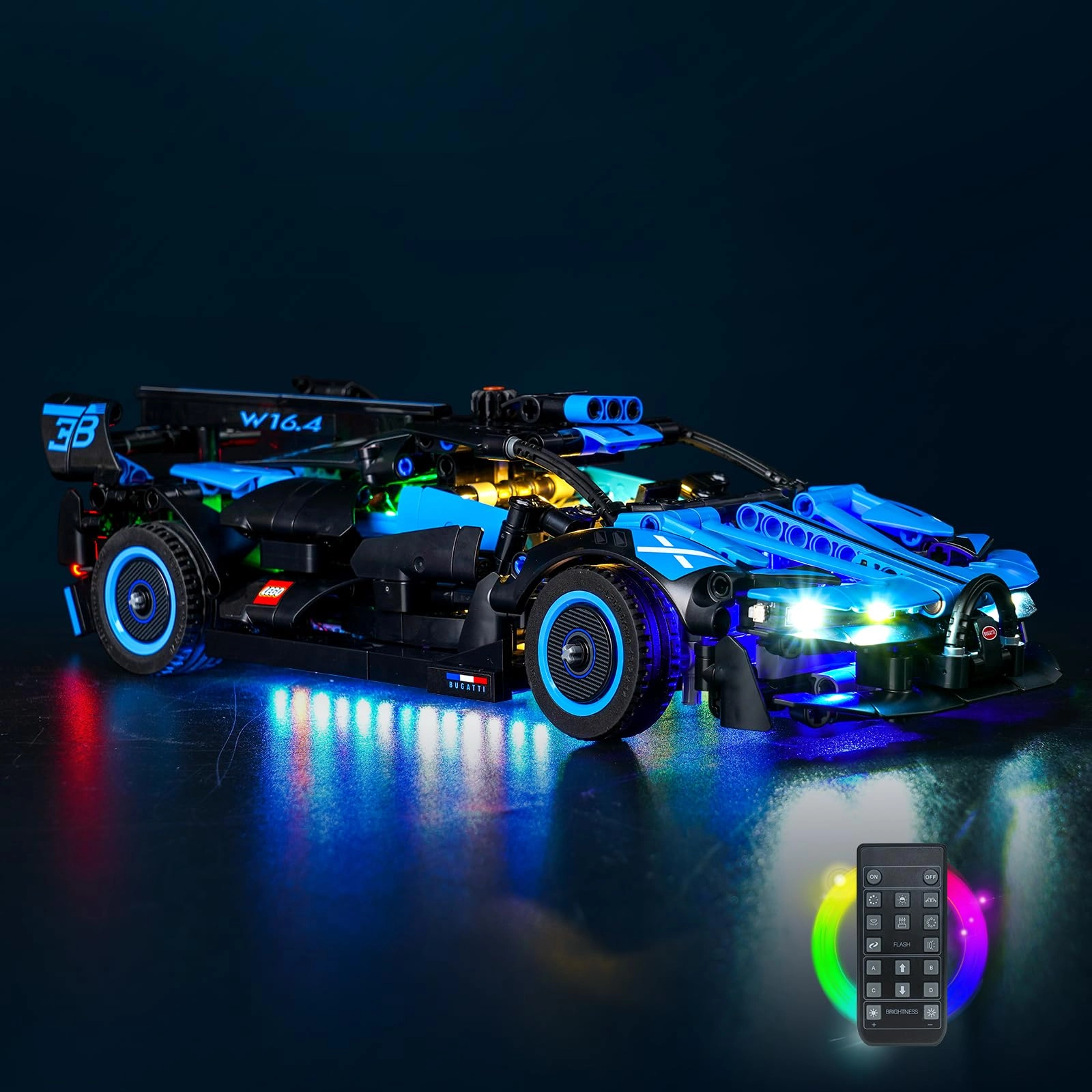 Vonado LED Light Kit - Remote Control for Lego 42162 Bugatti Bolide Agile Blue