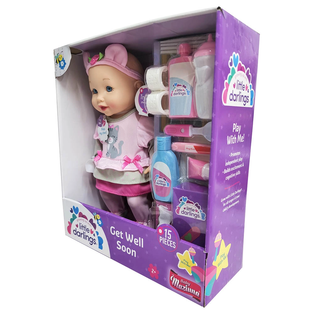 Little Darlings Get Well Soon Doll - 12" 15Pcs Ages 2+