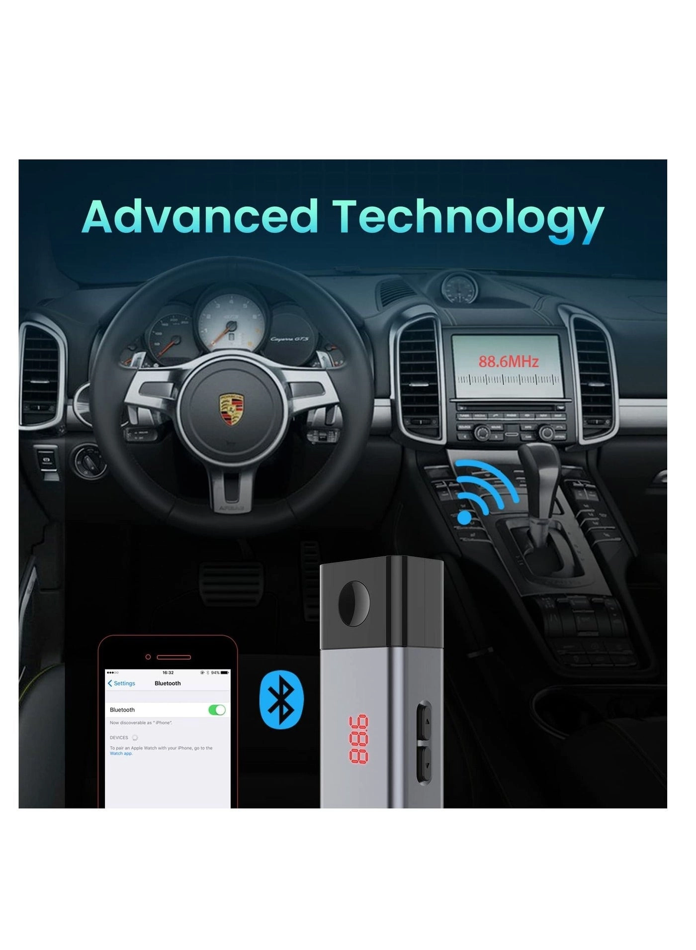 Bluetooth FM Transmitter - Bluetooth 4.1 built-in 700mAh rechargeable battery