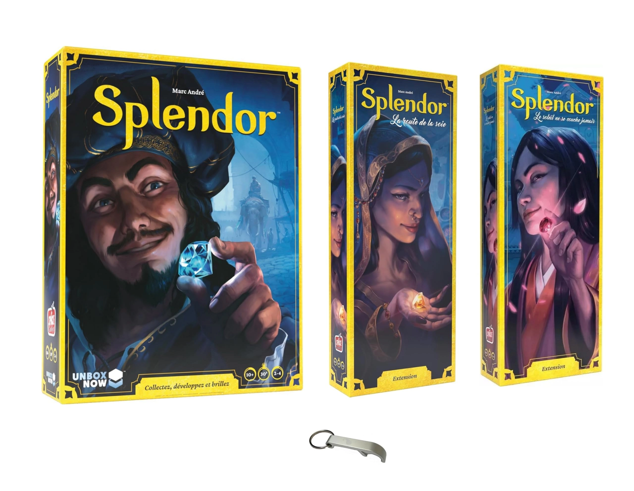Splendor Sun Never Set Extension - 2 Variants + Card Protector Pack - Sun + Sleeves + Bottle Opener
