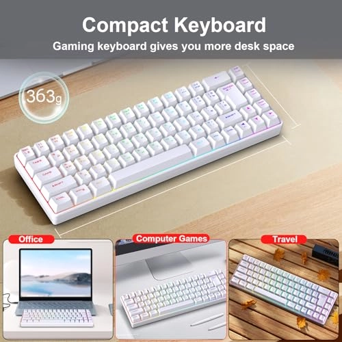 68 Key RGB Mechanical Gaming Keyboard - Wired/Wireless