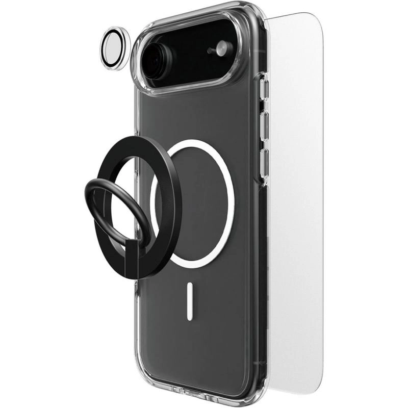 Hard Case - MagSafe Clear + Tempered Glass + Camera Lens Protector + Magnetic Stand for iPhone 17 Pro Max