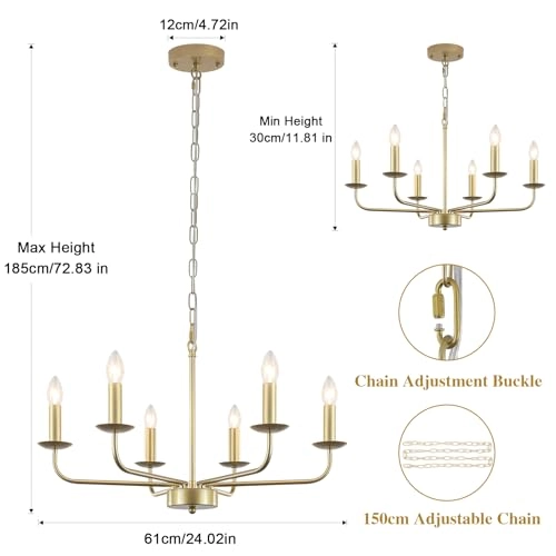 6 Light Chandelier - 30cm 185cm
