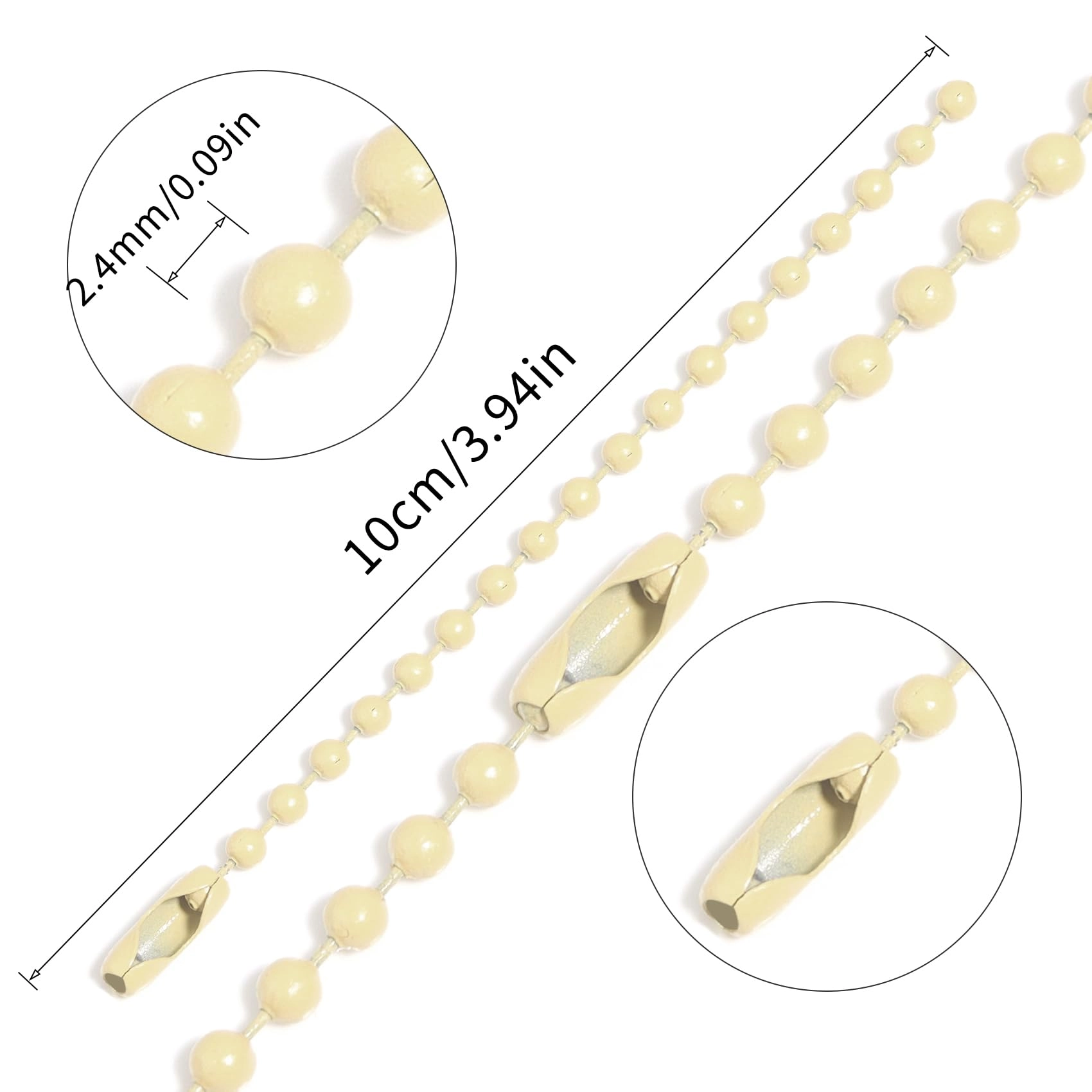 Ball Beads Chains - 100Pcs Cream