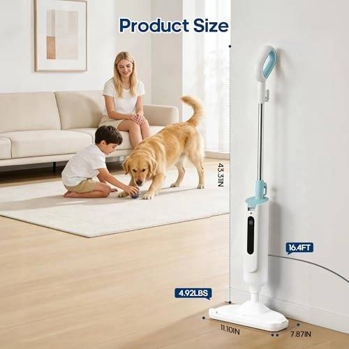Steam Mop - Lightweight 16.4 FT Cord 2 Washable Pads
