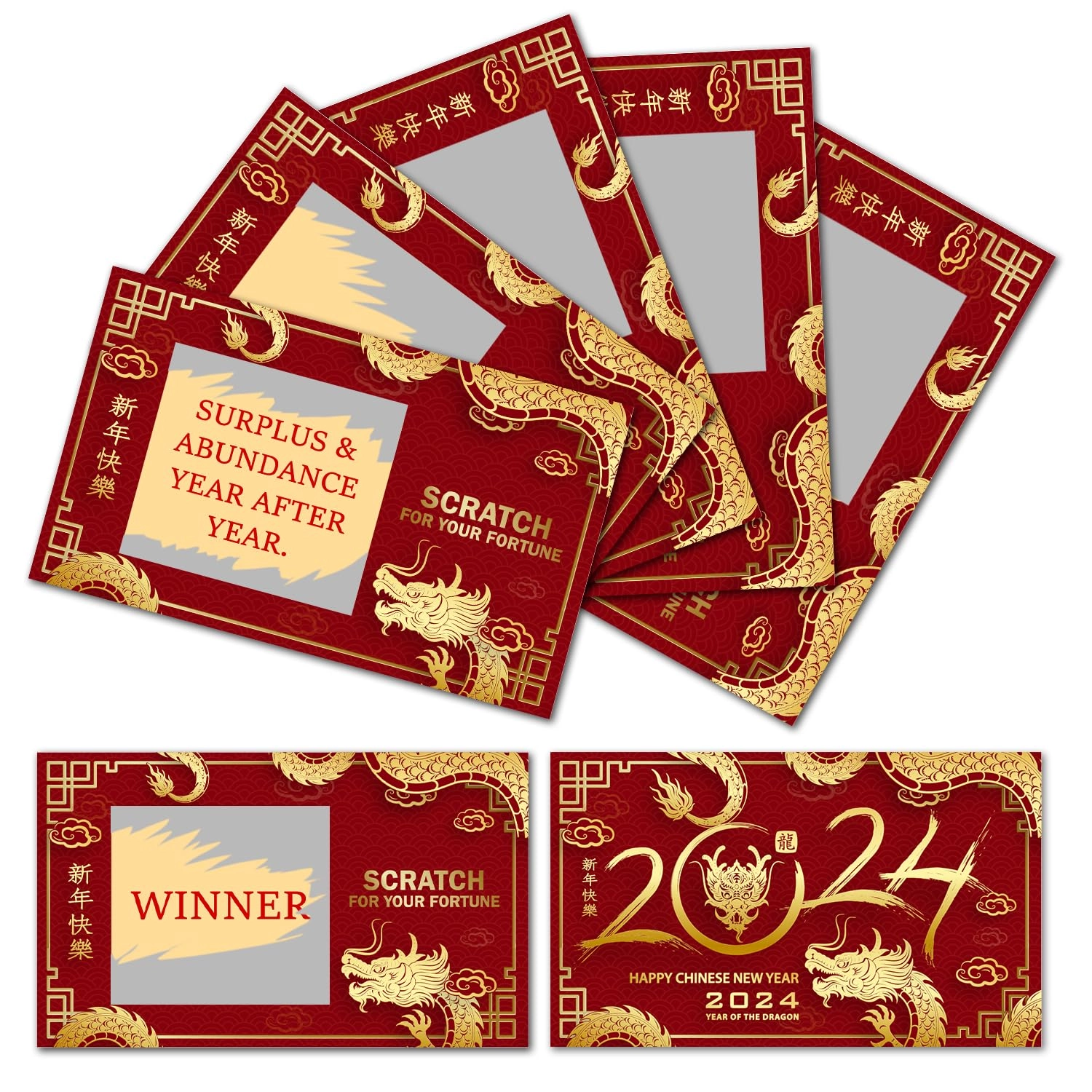 HUQIL Dragon Scratch Off Lucky Card - 36 piece(s) Adult