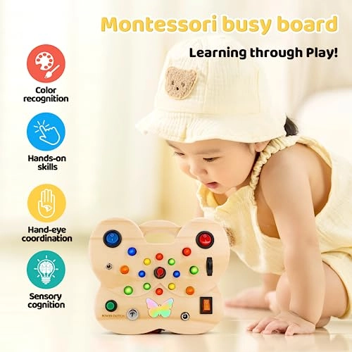 Montessori Toddler Busy Board - Butterfly 15 LED 3-4 years+