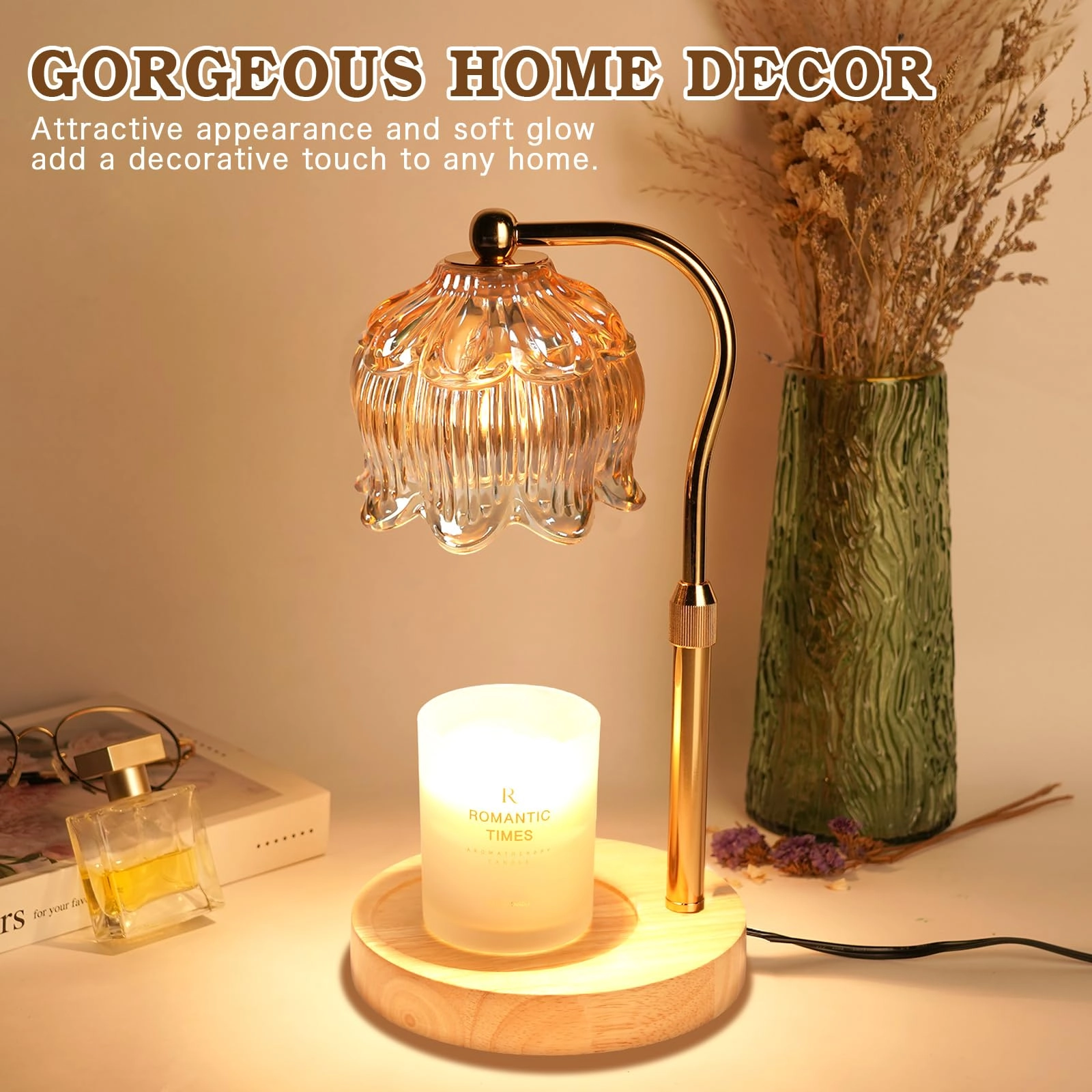 Candle Warmer Lamp - Height Adjustable Timer 2 Bulbs