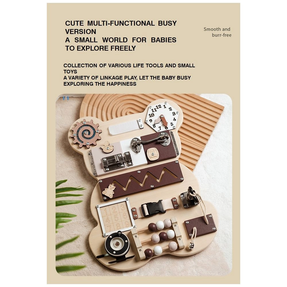 Kids Wooden Activity Busy Board - Suitable for 12 months & above