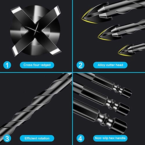 Carbide Masonry Concrete Drill Bit Set - Carbide 11-pc 3/16" 1/4" 5/16" 3/8" 1/2"