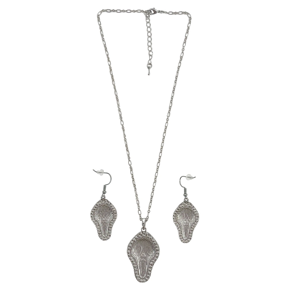 Rhinestone Silver-Tone Alloy Necklace and Earring Set