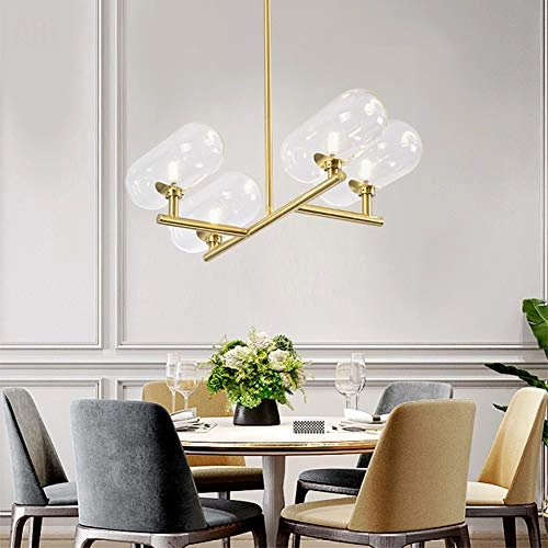 G9 Nordic Handmade Glass Capsule Chandelier - 7 head Gold clear glass