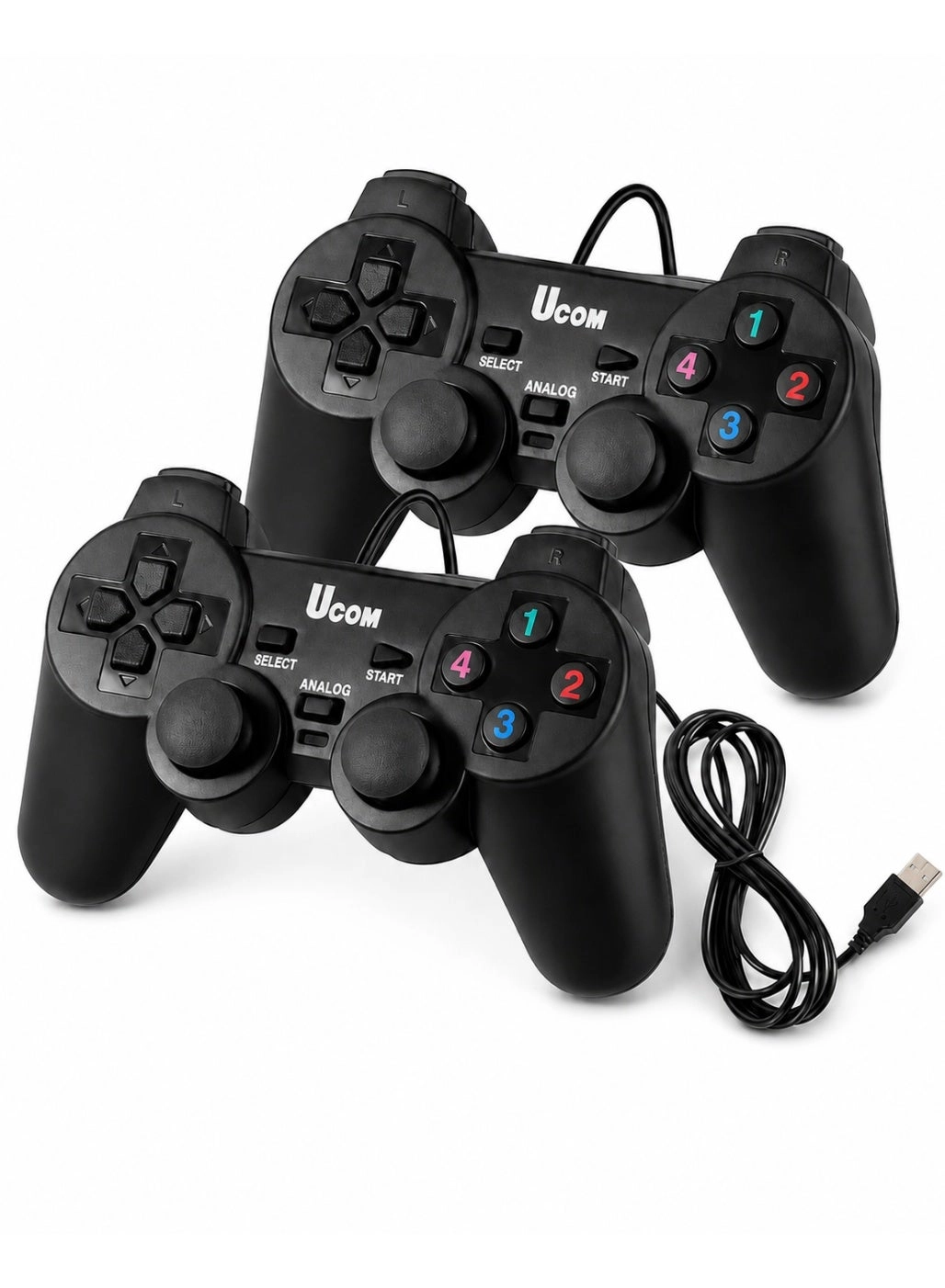 Ucom Dual Vibration USB PC Gamepad Joystick - Classic Black Set