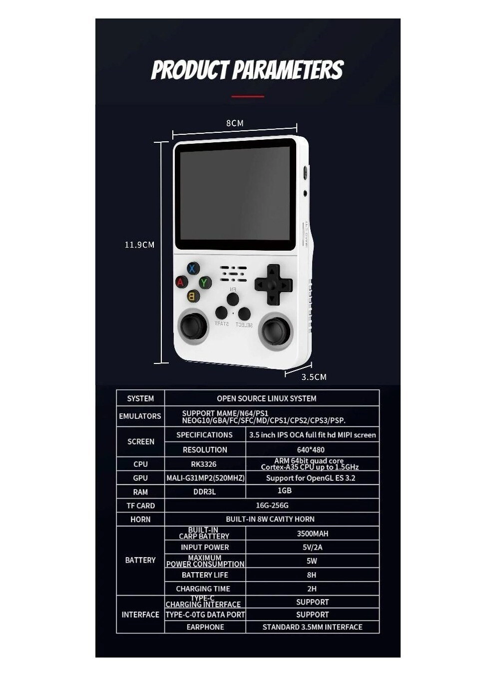 Retro Handheld Game Console - 32GB