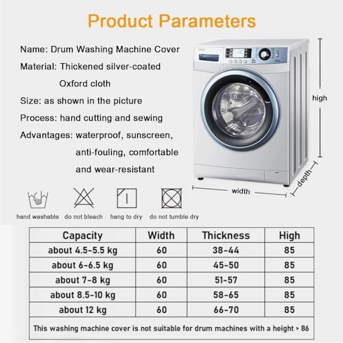 Washing Machine Cover - Dust-proof Waterproof XXL (10-12 kg)
