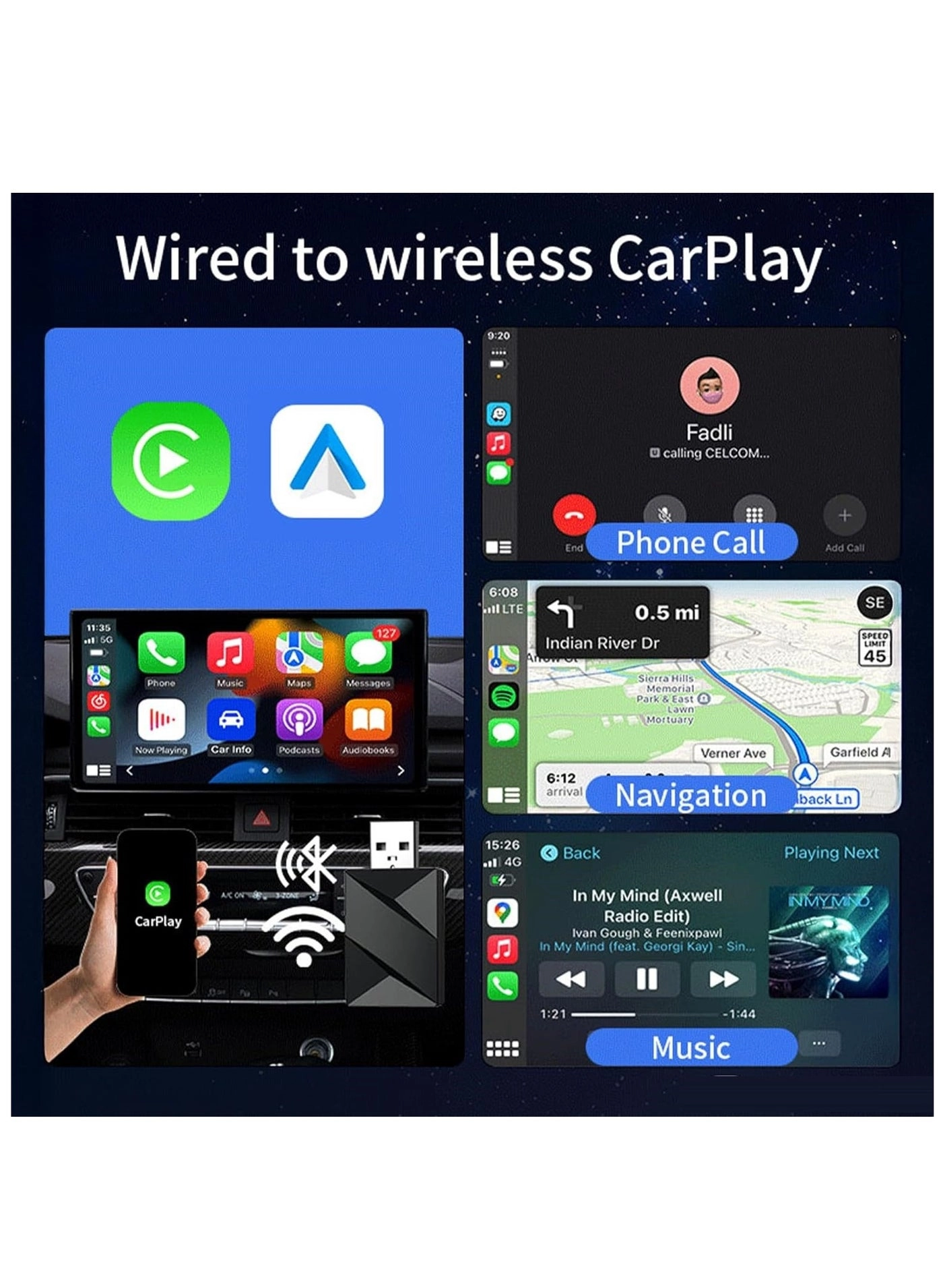 Wireless CarPlay Adapter - USB Type C 5 GHz WiFi