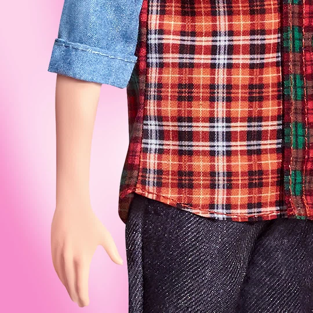 Ken Fashion Doll - Sculpted Purple Hair Plaid Shirt Ages 3+