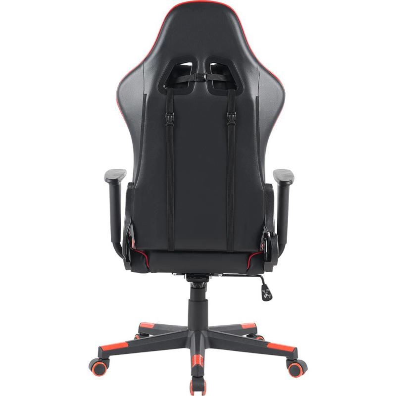 Ergonomic Highback Gaming Chair - Black/Red PU Leather Adjustable Height