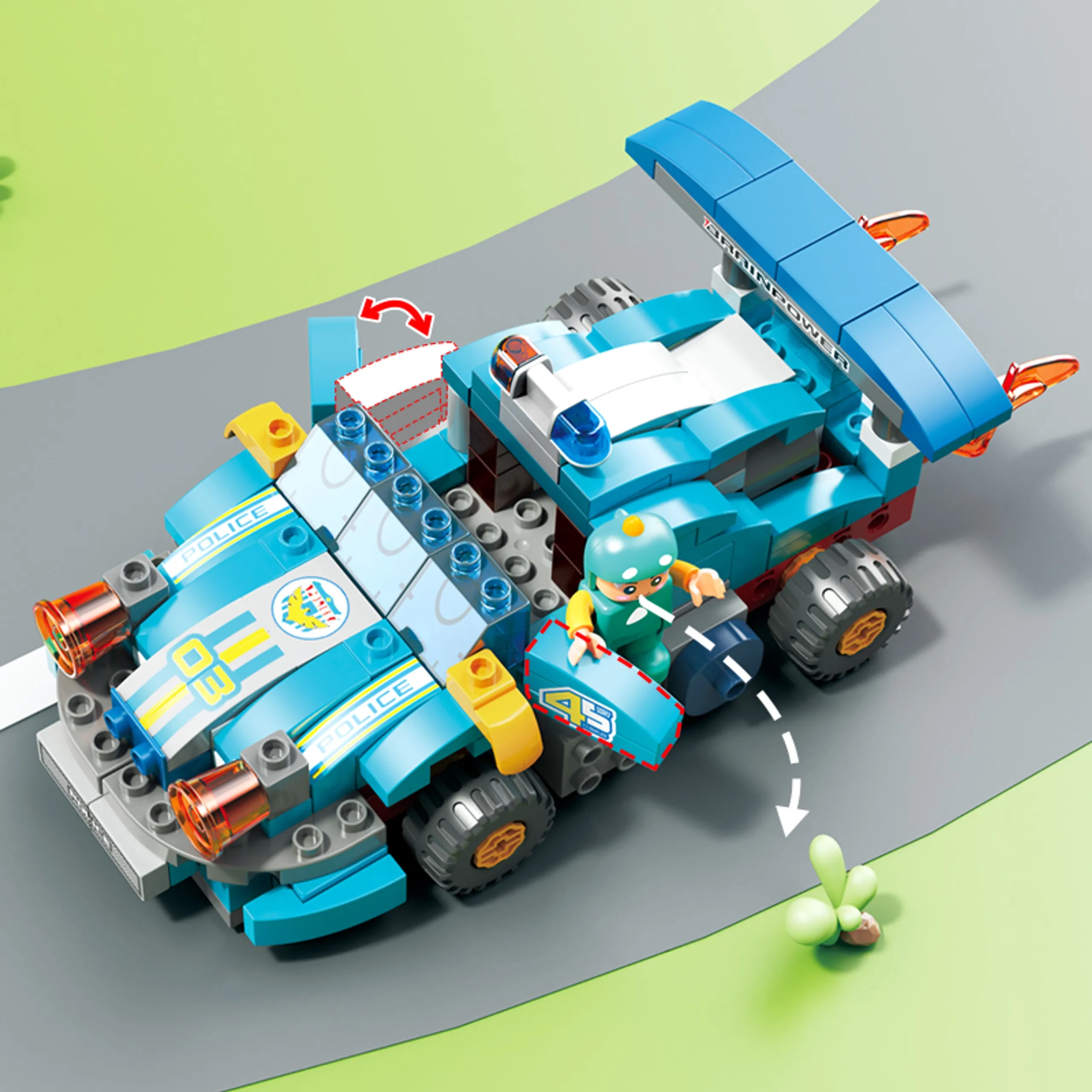 Changeable Racing Big Building Block Set - Police 182 pcs