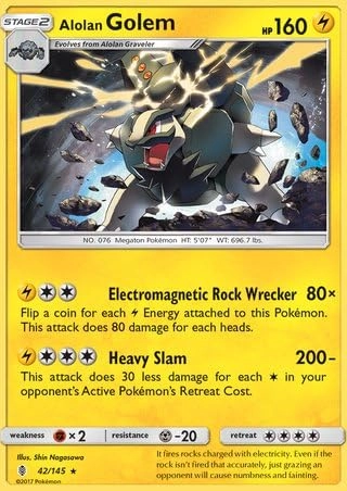 Pokémon Pokemon Alolan Golem 42/145 - English + Toploader
