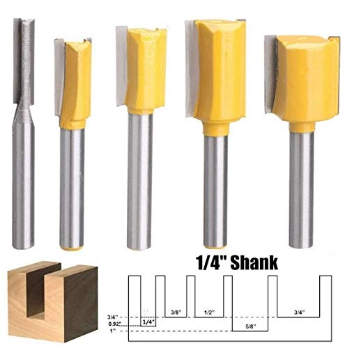 Router Bit Set - 1/4" 3/8" 1/2" 5/8" 3/4" 5pcs
