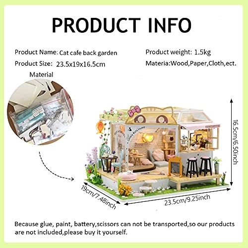 Cat Cafe Wooden Miniature Dollhouse Kit - 1:24