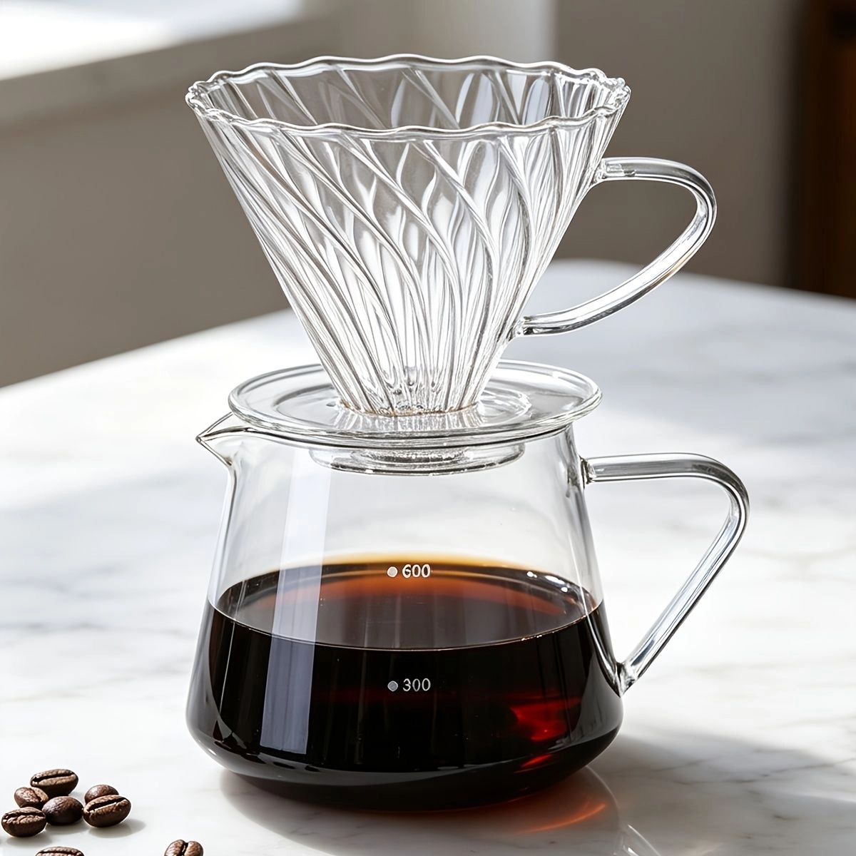Generic Glass Pour Over Coffee Maker Set - 600ml