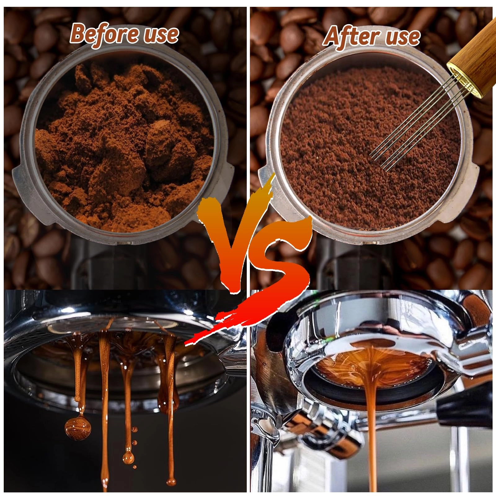 Espresso Tamper - 51mm + WDT Tool + Frothing Pitcher - 350ml + Latte Art Pen + Coffee Stirrer + Tamper Mat + Coffee Stencils - 16pcs