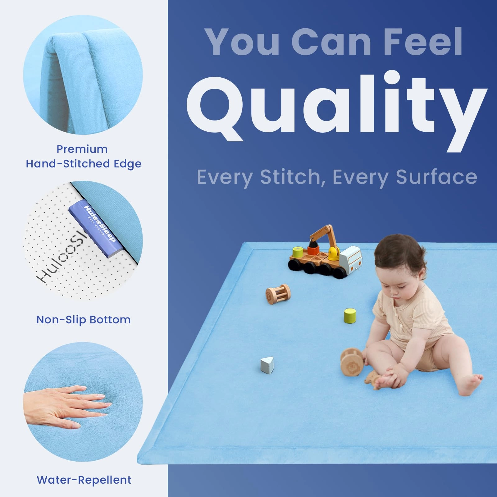 Baby Activity Play Mat - 79"x118" 1.3" Thick Cream