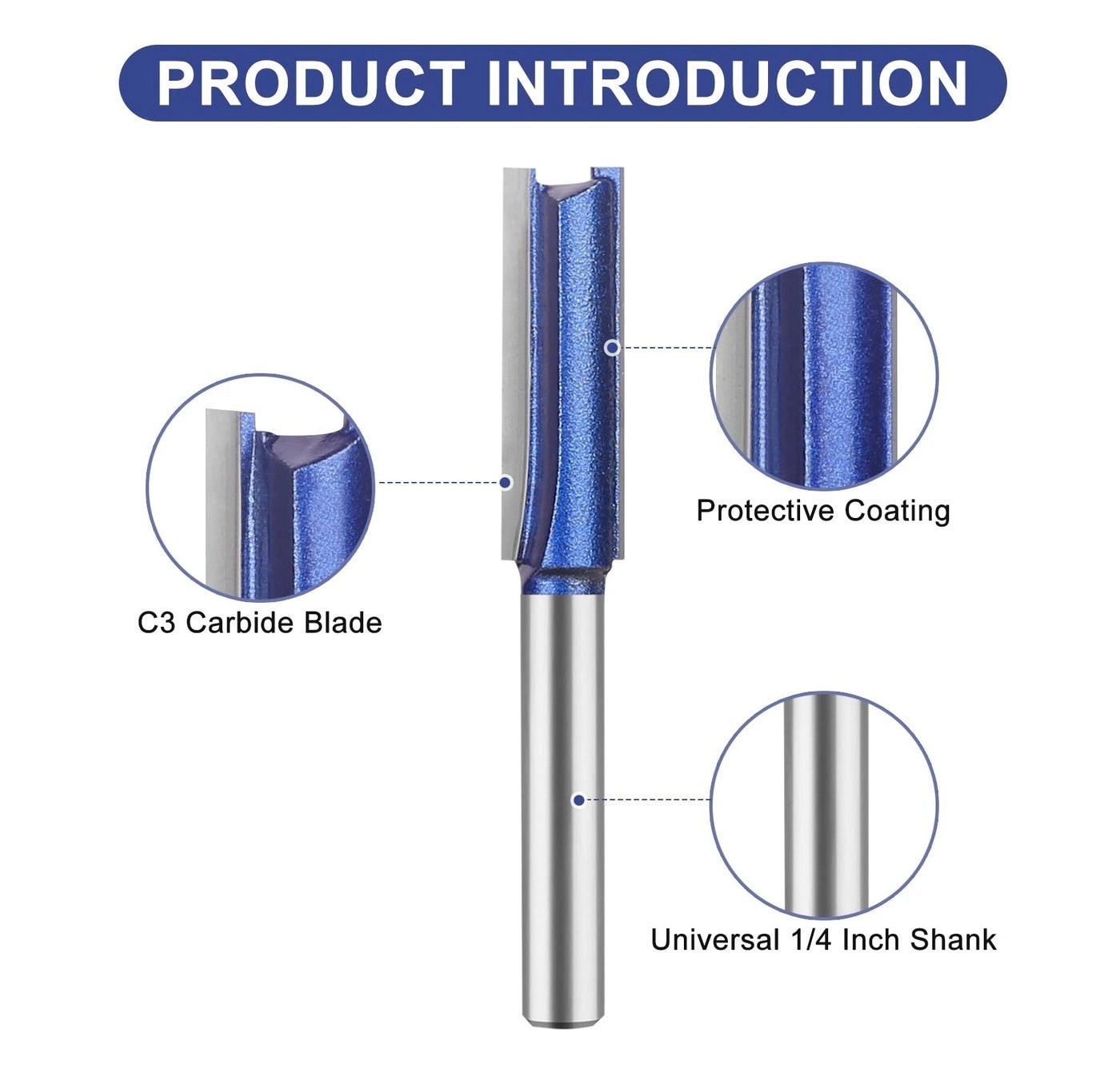 Double Flute Straight Router Bit - 8mm Shank
