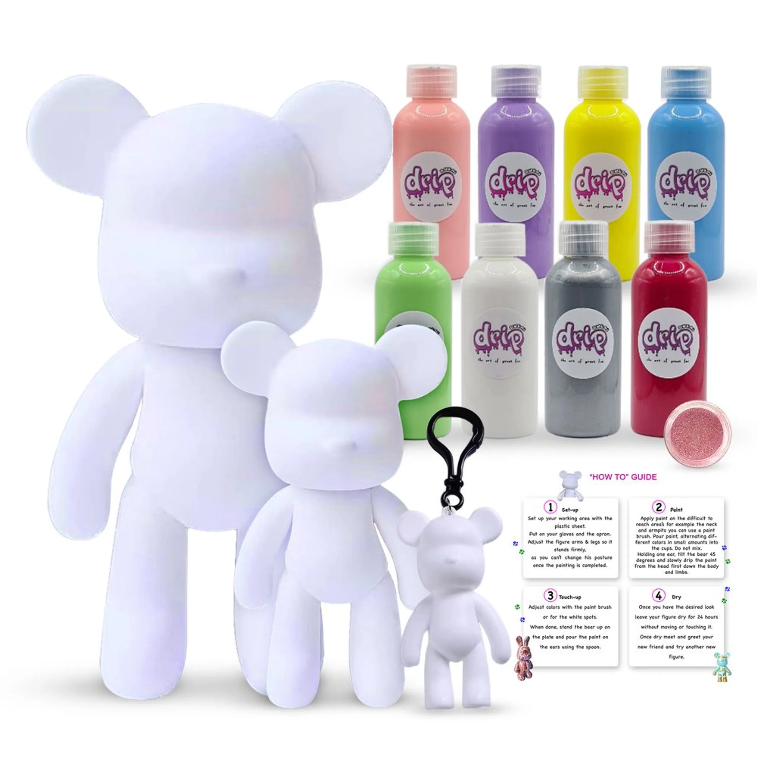 Dubai Drip Art Acrylic Bear Family Set - Coral Kiss DIY Kit