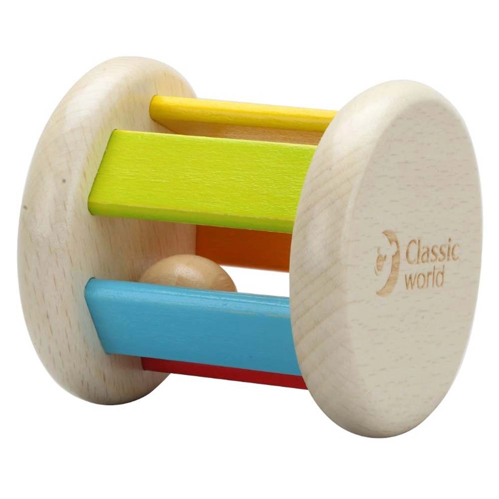 Classic World Roller Rattle - 6 months beechwood