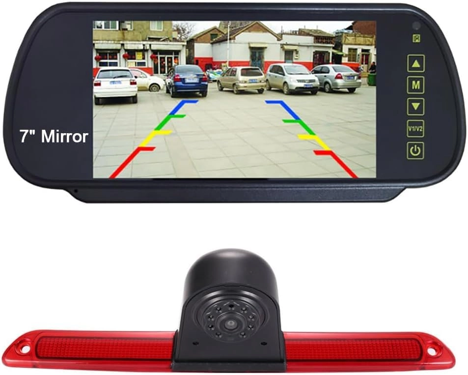 Rear View Mirror Monitor - 4.3 Inch Wired + Brake Light Camera - 1280 x 720 Night vision