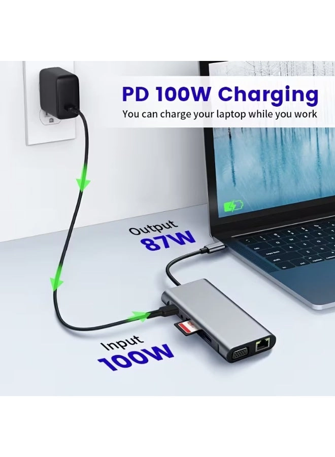 11-in-1 USB-C Hub - USB Type C MacBook Windows Laptop