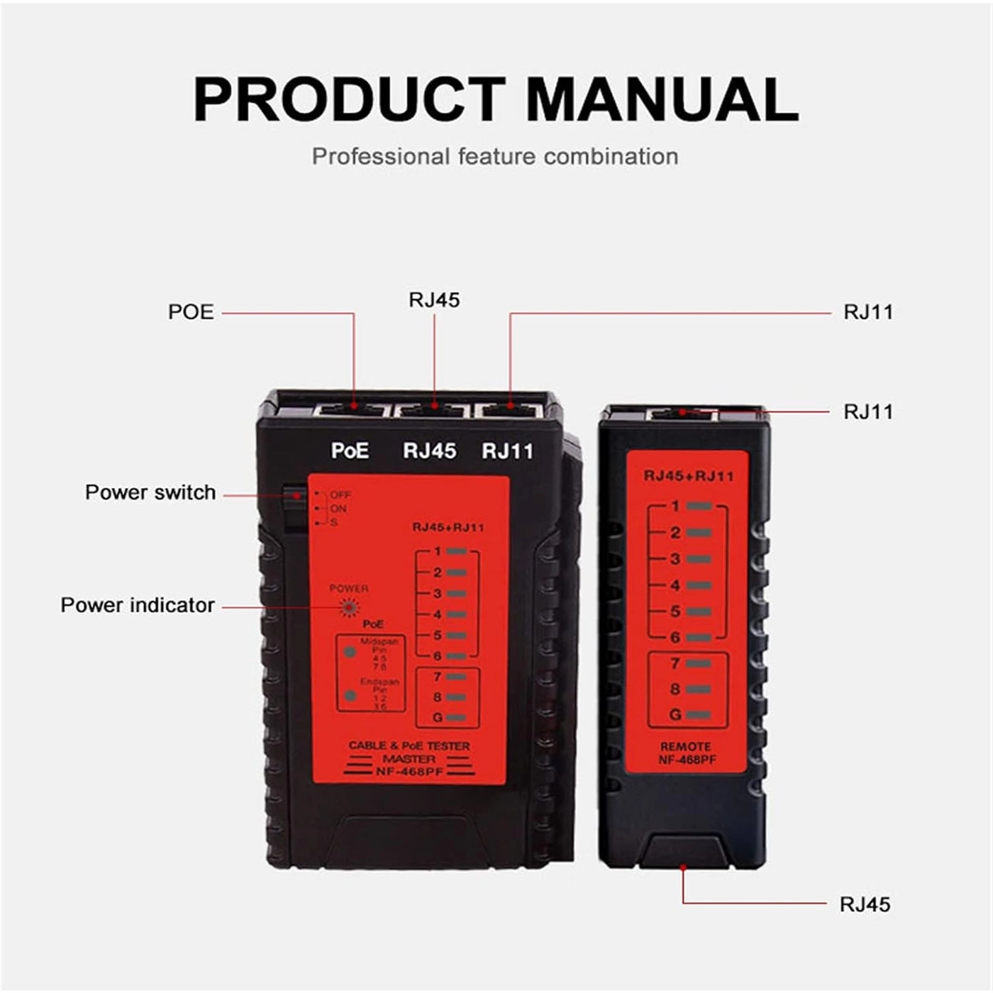 Cable Continuity Tester - RJ45 RJ11 continuity POE