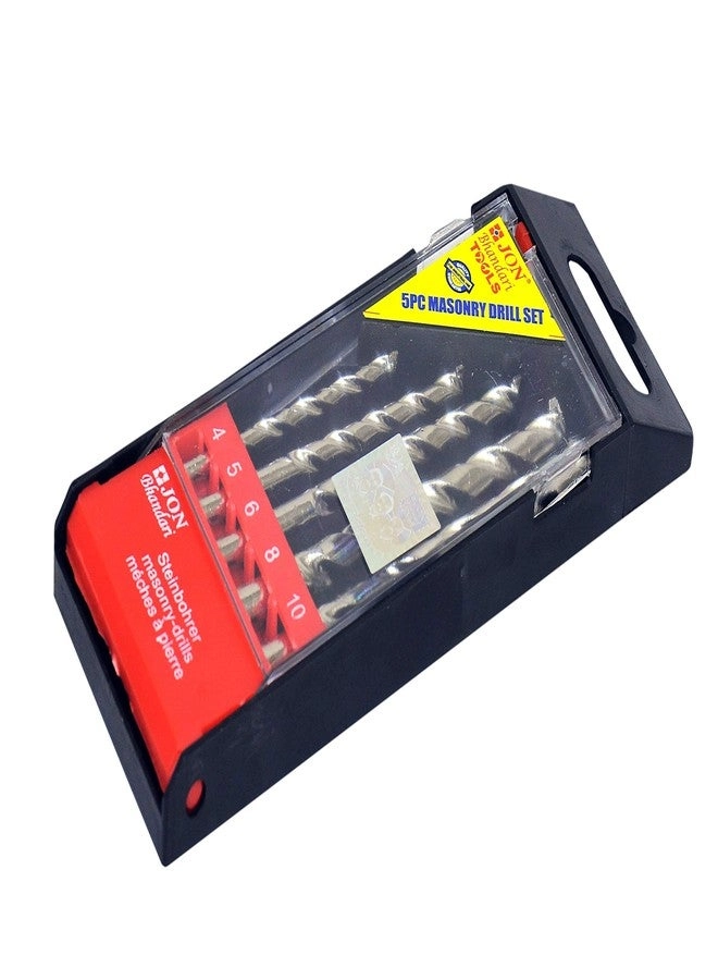 Masonry Drill Bit Set - Hardened Steel 5pcs 4mm, 5mm, 6mm, 8mm, 10mm