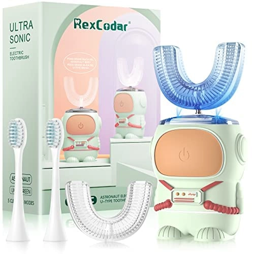 Ultrasonic Kid's U-Shaped Electric Toothbrush - IPX7 Waterproof Five Cleaning Modes 60S Smart Reminder