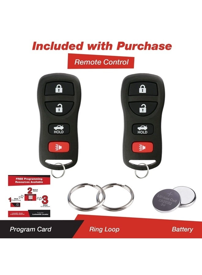KeylessOption Keyless Entry Remote Fob - Uncut Pack of 2 Black