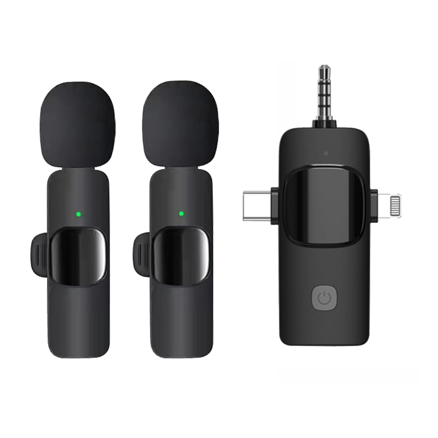 SUKILO 3-in-1 Wireless Lavalier Microphone System 3.5mm-Mini-Jack+Lightning+USB+Wireless Microphone