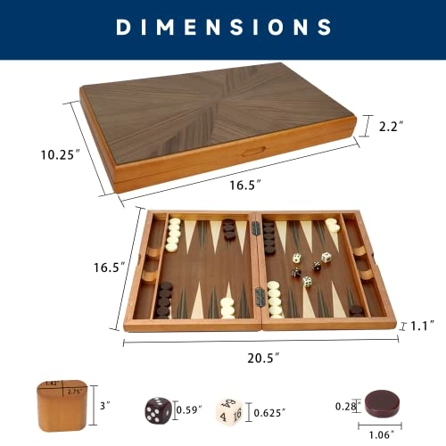 Wooden Folding Inlay Backgammon - Premium Double Stripe