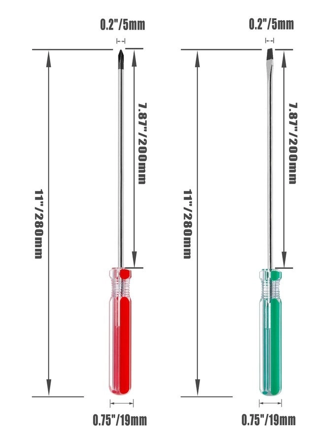 Slotted and Phillips Magnetic Screwdriver (2 Pcs)