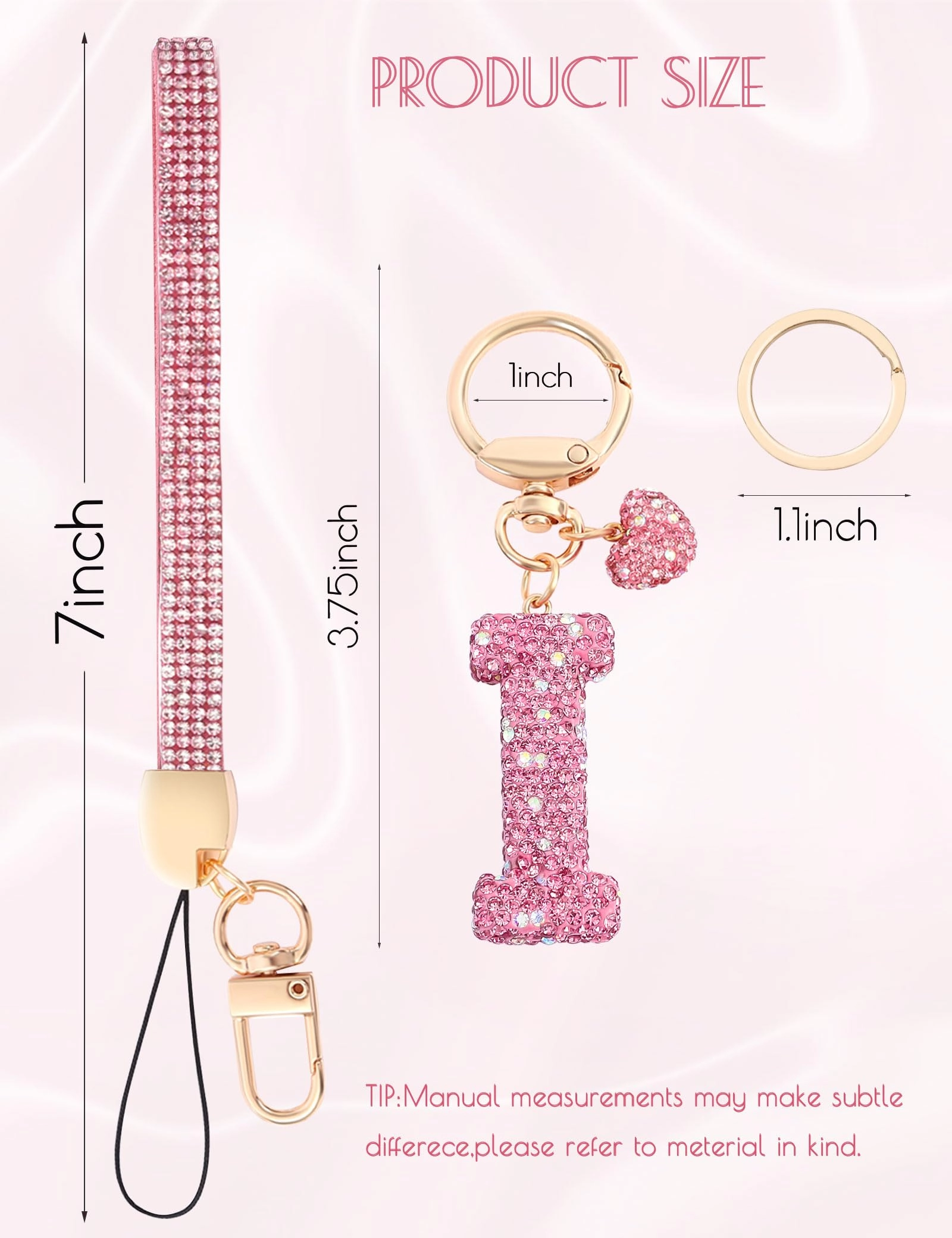 Initial Keychain - L Purple Rhinestone