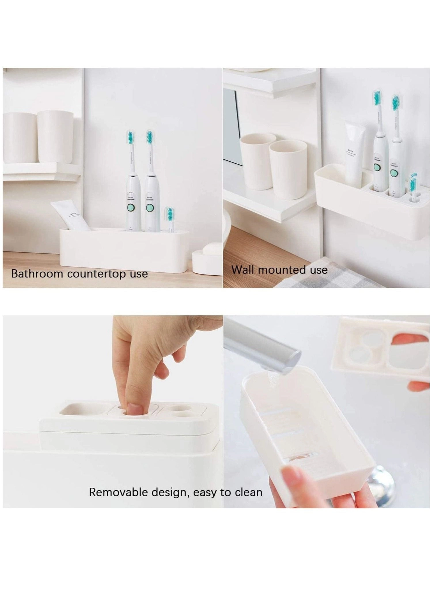 Wall Mount Toothbrush Holder - 3 Slots Wallmount / Countertop