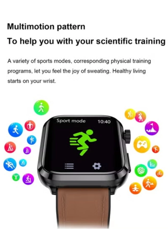 Glucose Monitoring Smart Watch - ECG Bluetooth Call SpO2