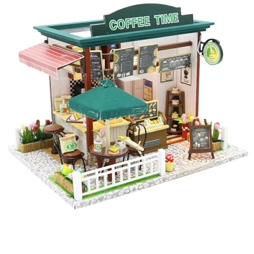 Miniature Coffee Shop Dollhouse Kit Gift Set