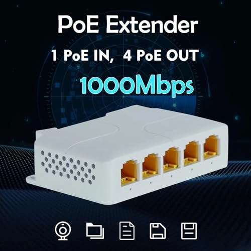 POE Extender - Port 2 Output Maximum 60w, Port 3-5 Maximum 30w 4 1000mbps